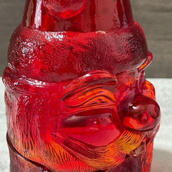 Vintage Fenton 5.5" Santa Figural 2-Piece Fairy Light Red Amberina Glass 1969-79 - Picture 6 of 9